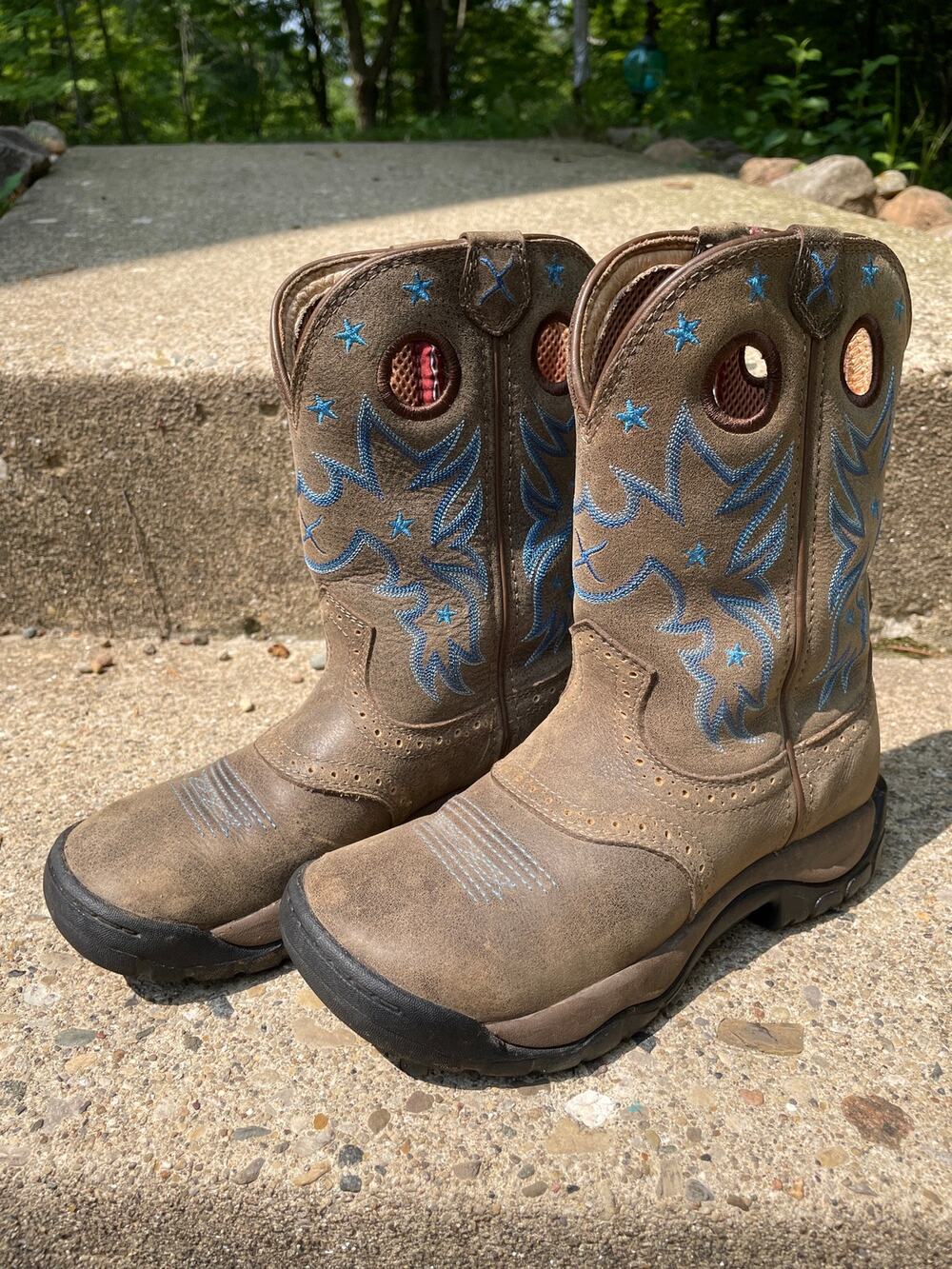 Twisted X Women's 9" Pull On Round Toe All Around Western Work Boot Sz 7M Tan